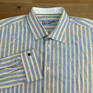 Robert Graham Shirt Mens XL/XXL 46-18 Striped Paisley Long Sleeve Button Up